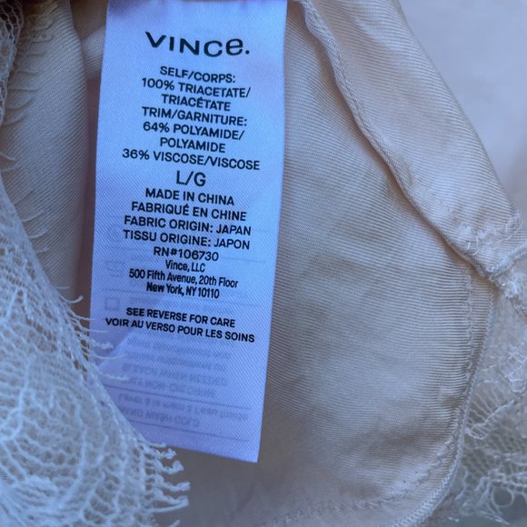 Vince Lace Trim Tee in Pale Adler Large 3/4 Sleeves Round Neck - Picture 11 of 11